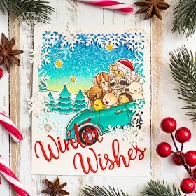 Sunny Studio Stamps: Scenic Route Cruising Critters Layered Snowflake Frame Dies Winter Themed Holiday Card by Mona Toth