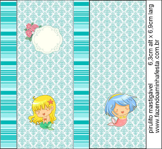 Baby Mermaid: Free Printable Candy Bar Labels.