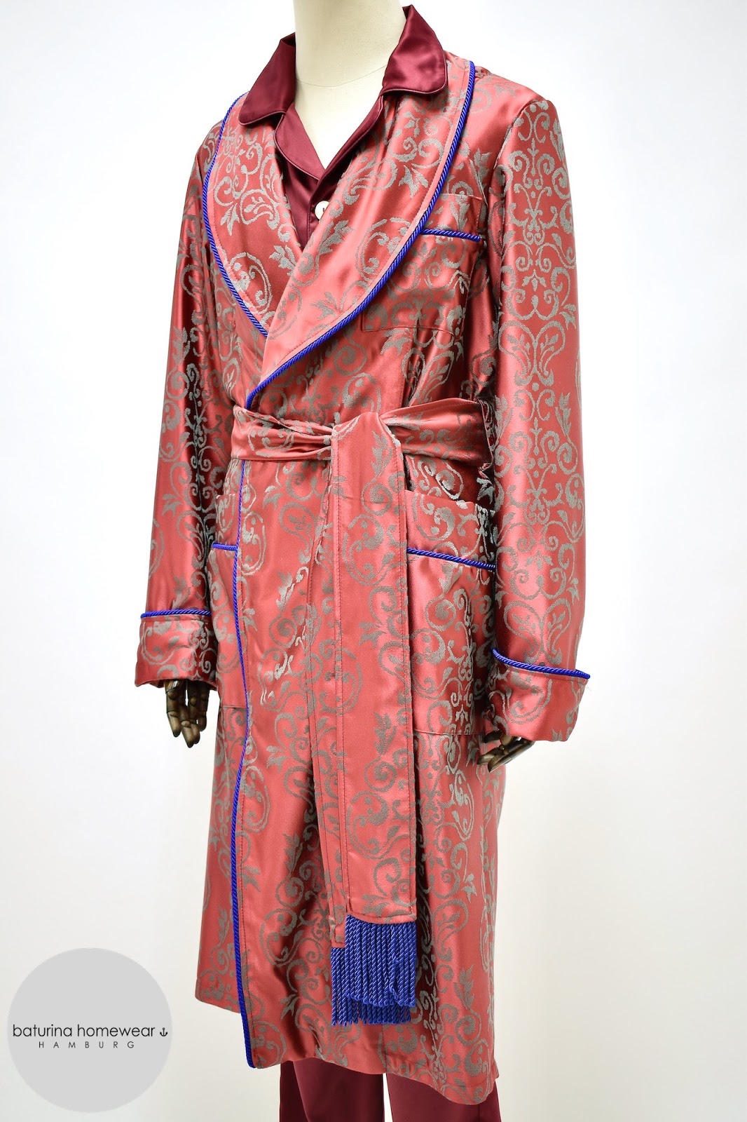 Men's Paisley Silk Dressing Gown in Red, Gold and Black