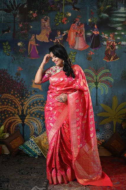 Ektara mushroo silk saree