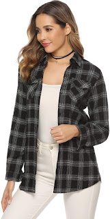 Women's Flannel Shirt Black Combo For Work