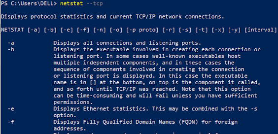 netstat -tcp to get the TCP port information