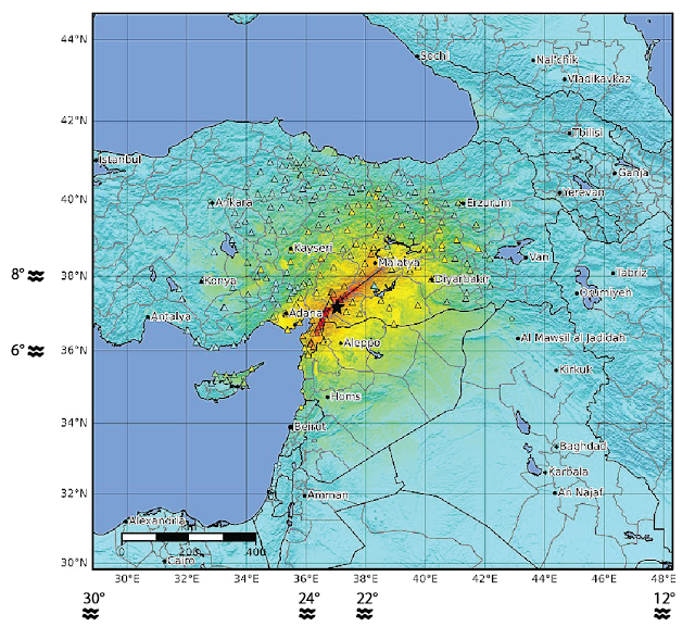 Seismic impact map and Geo-Cosmology of Turkey earthquakes (6 Feb 2023)