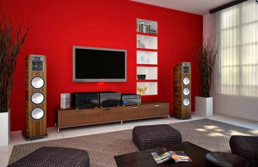 Living Room TV Wall Units 09 in Wood Brown Color