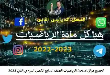 اسئلة هيكل الرياضيات الوزارى صف سابع فصل ثانى 2023 الامارات