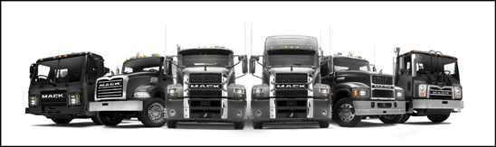 Lineup of Mack Trucks