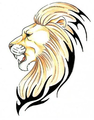 Phoenix Tattoo Designs on Tribal Lion Head Colour Design