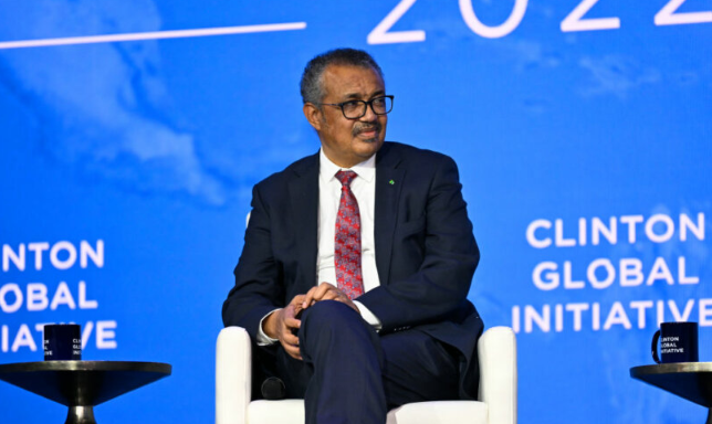 O diretor da OMS, Tedros Adhanom Ghebreyesus, participa da reunião da Clinton Global Initiative em setembro de 2022, no Hilton Midtown, em Nova York, em 20 de setembro de 2022.