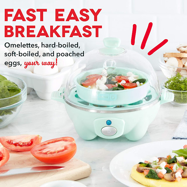 Dash Rapid Egg Cooker: 6 Egg Capacity Electric Egg Cooker for Hard Boiled Eggs, Poached Eggs, Scrambled Eggs, or Omelets with Auto Shut Off Feature - Aqua