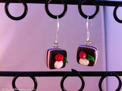 Kawaii cute strawberry Cake earrings