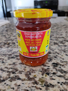 jar of crab paste with soya bean oil