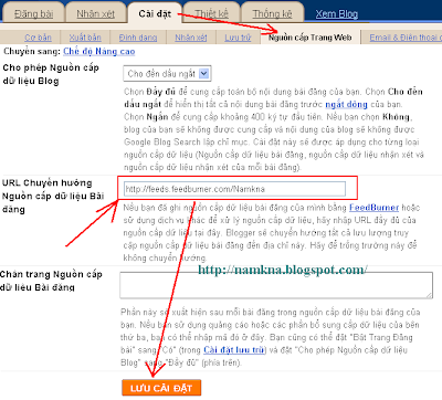 Cách đăng ký và sử dụng FeedBurner cho Blogspot  - by: http://namkna.blogspot.com/