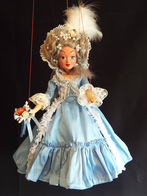 A Pelham Puppet redressed as Queen Marie Antoinette. An original design by Alexander Sanderson Designs