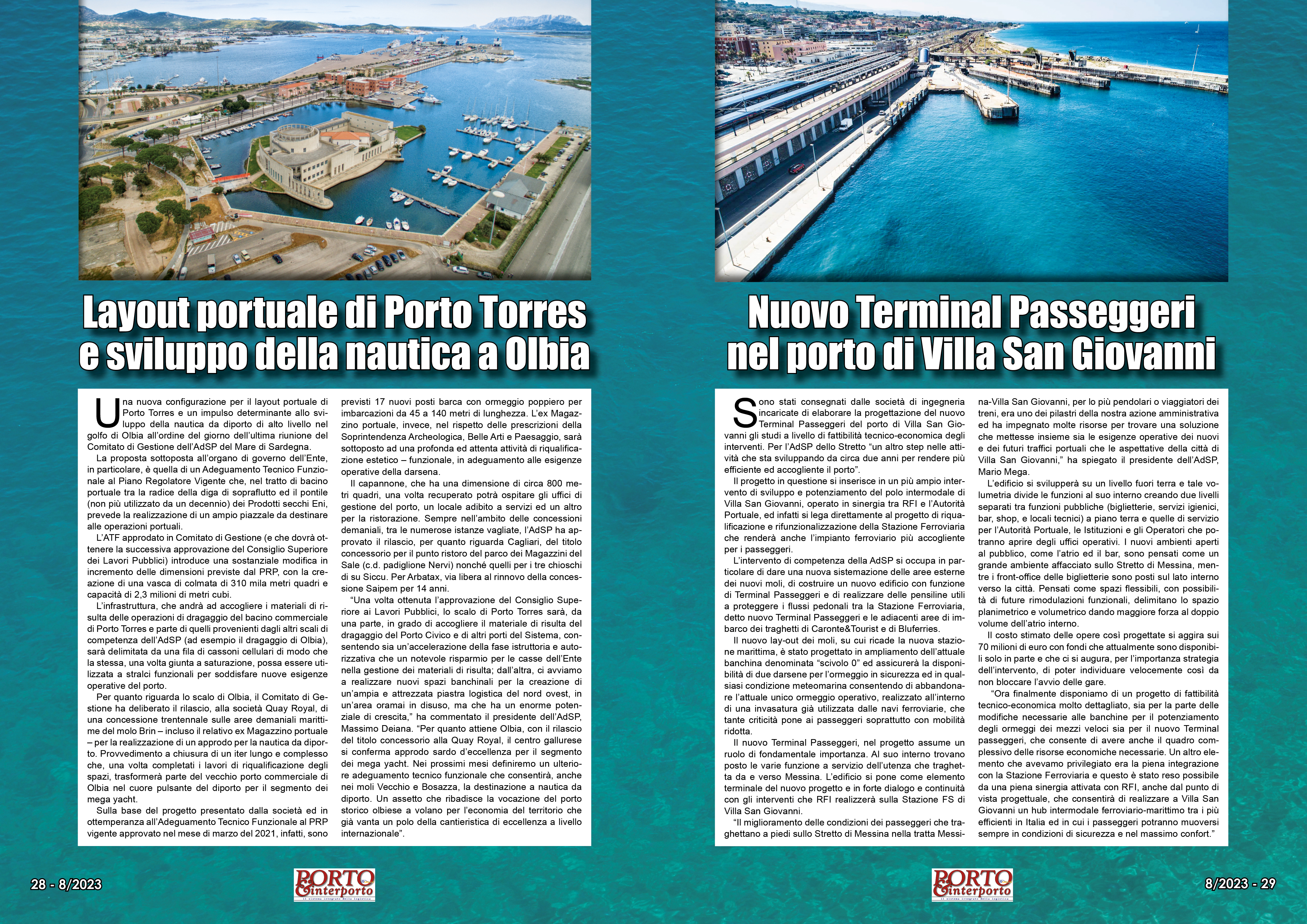 AGOSTO 2023 PAG. 28 - Layout portuale di Porto Torres e sviluppo della nautica a Olbia