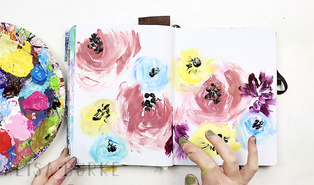 finger painted flowers