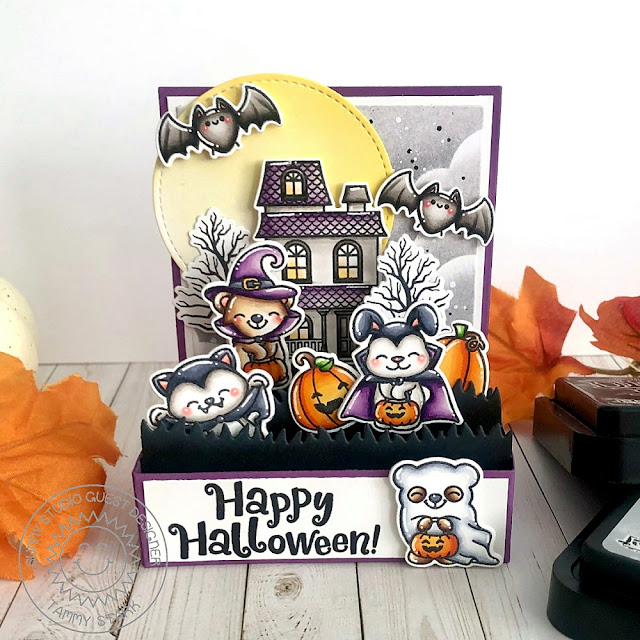 Sunny Studio Stamps: Too Cute To Spook Halloween Card by Tammy Stark (featuring Picket Fence Border Dies, Stitched Circle Dies)
