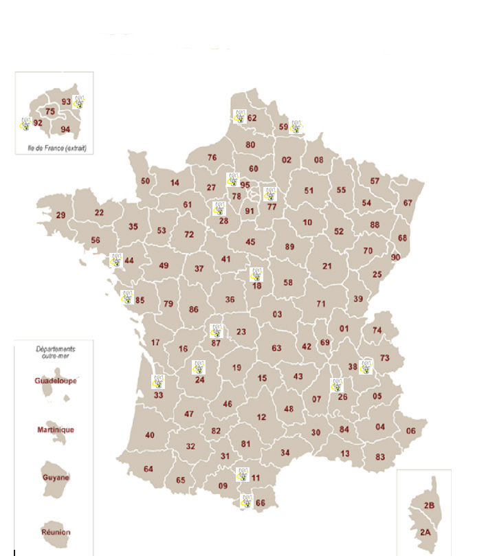 carte de France de nos associations