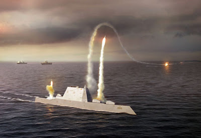 Đồ họa mô phỏng tàu khu trục USS Zumwalt - Ảnh: Chosun.com 