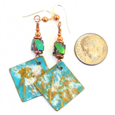 hand painted jewelry gift for women aqua gold white