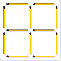 There are four small squares in the shape shown in the illustration. Remove as few matchsticks as you can to leave two squares