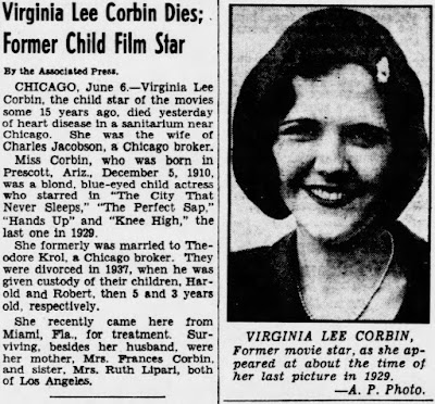 Virginia Lee Corbin Death