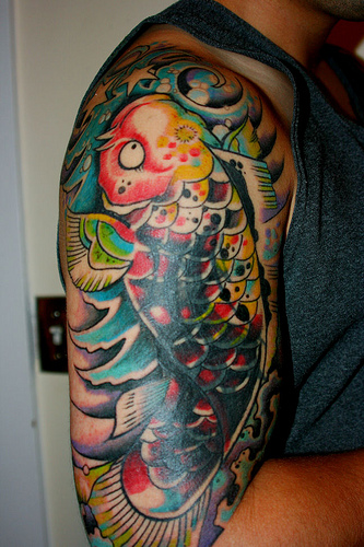 koi fish sleeve tattoo