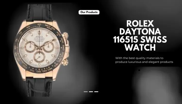 Picture of a black Rolex watch with a black background that says Rolex Daytona 116515