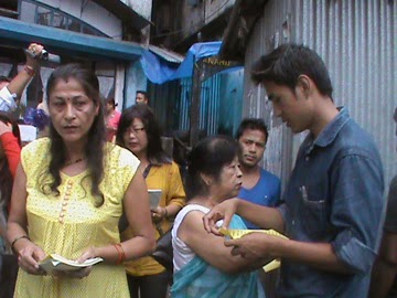 GNWO members distributing the handouts in Kalimpong on Wednesday.