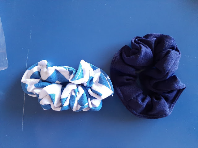 My bought - blue scrunchies