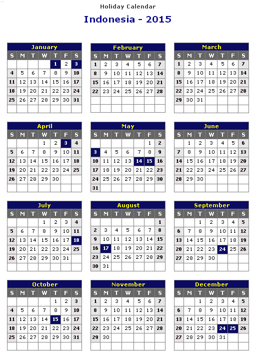 KALENDER TAHUN 2015