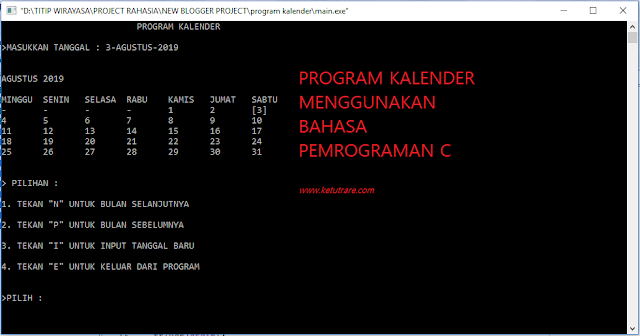 Contoh Pemrograman C Aplikasi Pembuatan Kalender