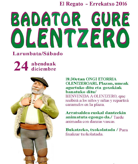 Cartel de Olentzero en El Regato