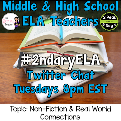 Join secondary English Language Arts teachers Tuesday evenings at 8 pm EST on Twitter. This week's chat will be about teaching nonfiction and making real world connections.