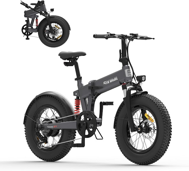 5th Wheel Thunder 1FT Fat Tire Folding Electric Mountain Bike MountainBikes