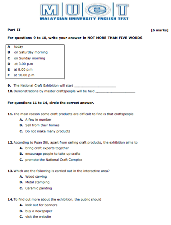 Contoh Soalan Muet Writing 2019