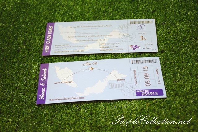 Malaysia Wedding Boarding Pass Card Printing, personalised, personalized, custom made, handmade, hand crafted, design, online, purchase, buy, sell, map, tawau, sabah, sarawak, singapore, johor bahru, penang, perak, kuantan, bentong, pahang, seremban, melaka, cetak, kad kad kahwin, murah, simple, elegant, unique, special, light blue, invitation card, spot UV finishing, four round corners finishing, matt lamination