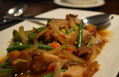 Stir Fried Crispy Pork with Chilli and Basil at Mantra Thai, Newcastle Quayside