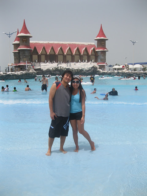 Ed and I at the Arctic Wave pool Ice Land Water Park Ras Al Khaimah