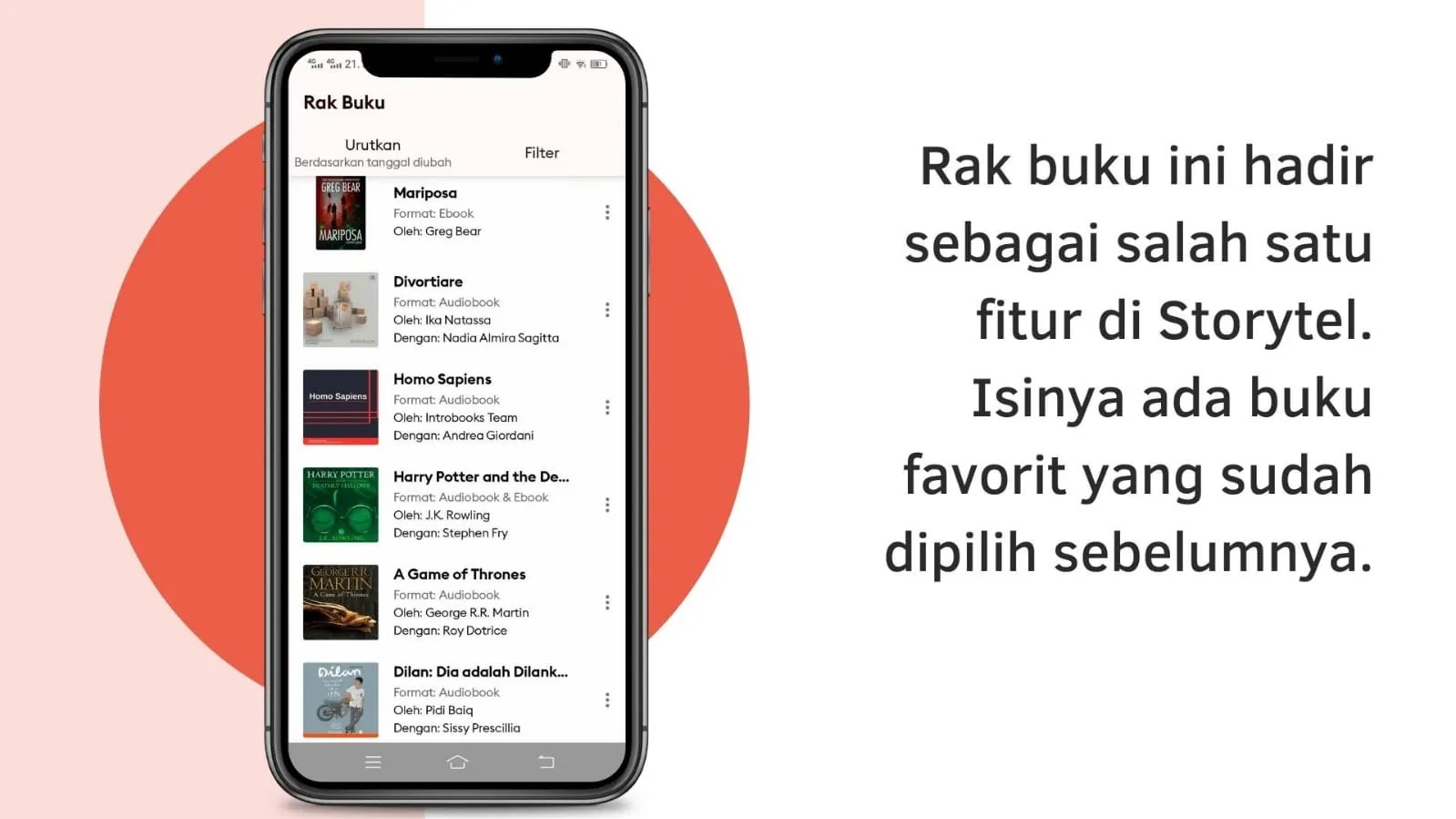 Rak buku pada storytel audiobook