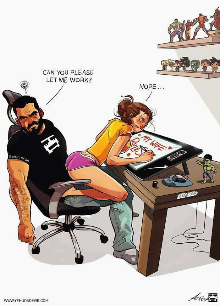 70 Fascinating Illustrations Of A Married Couple's Everyday Life