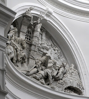 Beautiful carving; the church is being renovated now