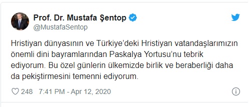 Capo del parlamento turco di origine albanese segna la festa della Pasqua Cristiana
