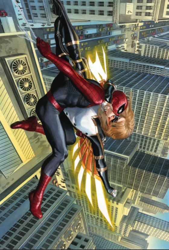 Divulgação: Homem-Aranha beija Harpia em capa de Alex Ross