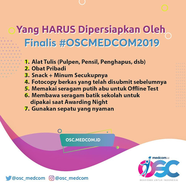 Perlengkapan yang harus dibawa ketika final test osc medcom