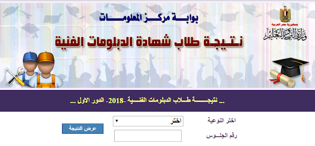 بالاسم ورقم الجلوس نتيجة طلاب الدبلومات لافنية الدور الثانى .نظام 3 سنوات و5 سنوات