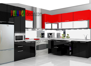 Kitchenset Pelangi Desain Interior kitchen  set  merah  hitam 
