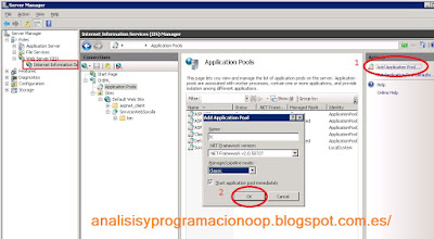 crear un application pool en IIS