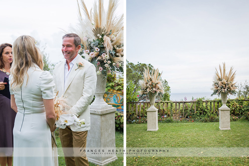 Elopement ceremony in Hotel Santa Caterina gardens