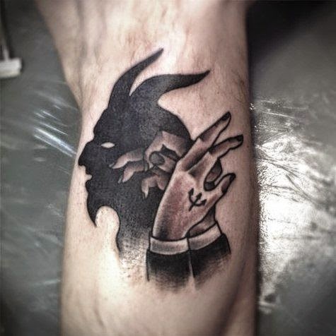 Demon Face Tattoo Designs, Demon Face Design Tattoo, Men Leg Demon Face Tattoo, Dangerous Demon Face Leg Tattoos, Women, Men, Parts,