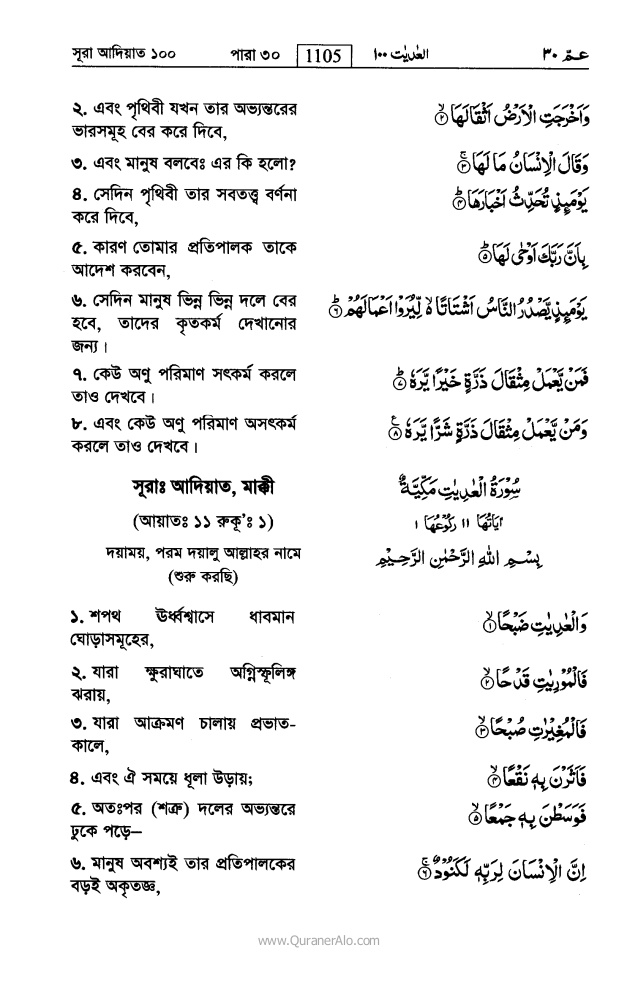 সুরা আদিয়্যাত বাংলা অর্থসহ | সুরা আদিয়্যাত কোরআনের ১০০ নং সূরা।